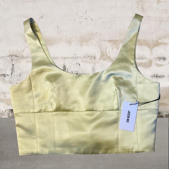 Jason Wu NWT Yellow Satin Cropped Tank - Size Medium - Picture 4 of 8